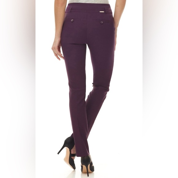 Rekucci Women's Ease Into Comfort Fit Slim Stretch Pants 4 Plum, New With Tags - Picture 2 of 10